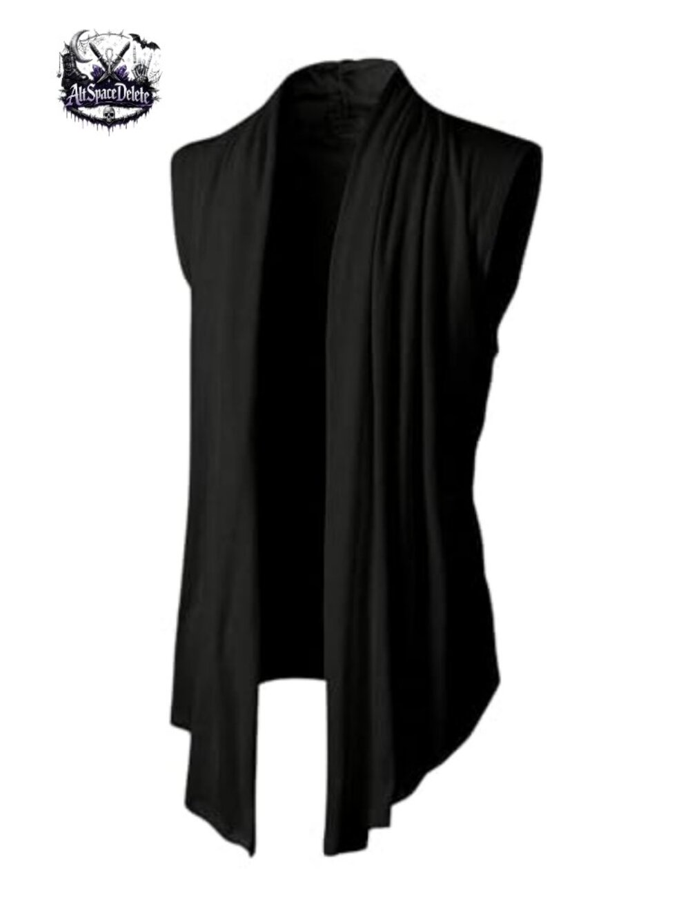 Men's Sleeveless Open Front Draped Collar Vest Cardigan
